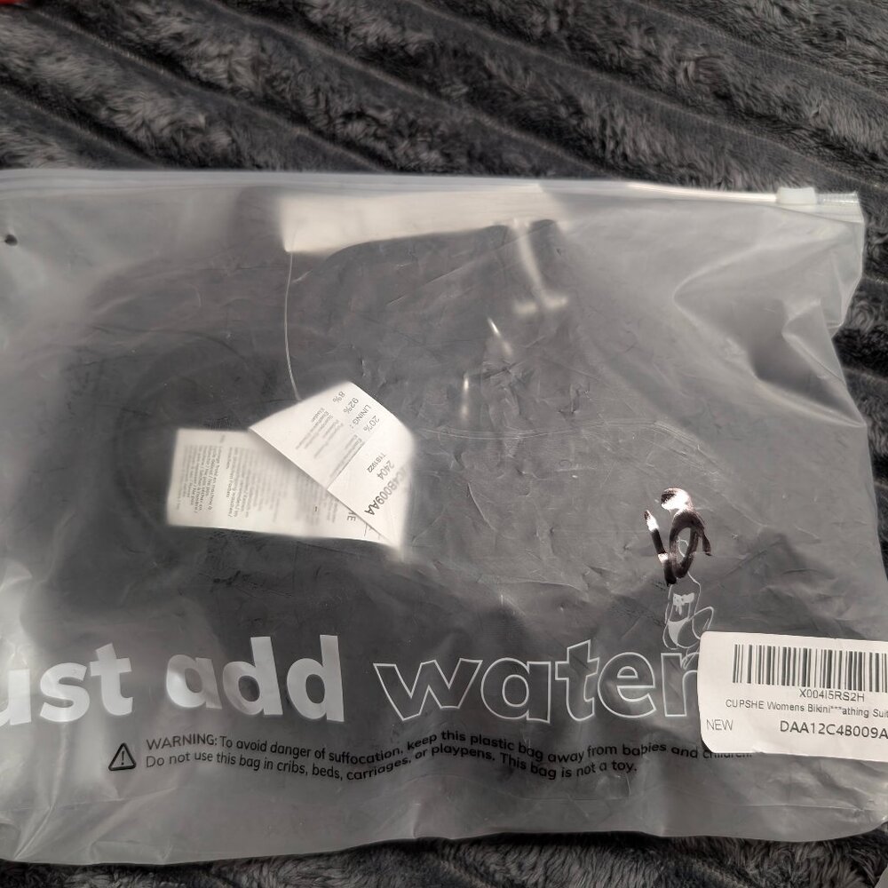 Cupshe NWT Black One-Shoulder Bikini Top & High-Waisted Bottoms Set Size L - Picture 2 of 11